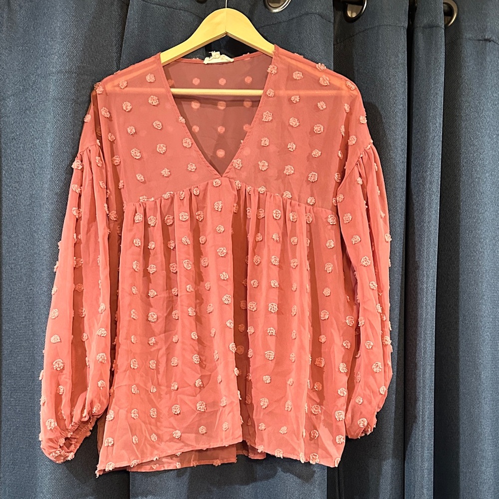 Entro mauve V-Neck Blouse  Accents